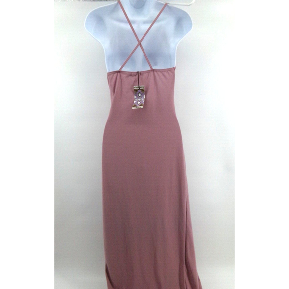Boohoo Size 10 wrap Strappy Maxi Dress Spaghetti Strap Sleeveless pink mauve - Picture 7 of 11